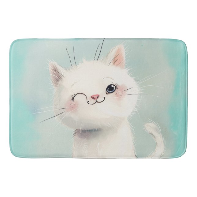 Cute White Kitten Badrumsmatta (Framsidan)