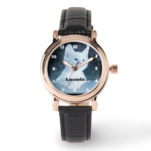 Cute White Kitten med Söt Blue Ögon Armbandsur