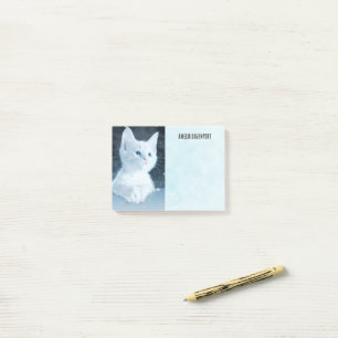 Cute White Kitten med Söt Blue Ögon Post-it Block