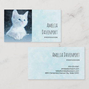Cute White Kitten med Söt Blue Ögon Visitkort
