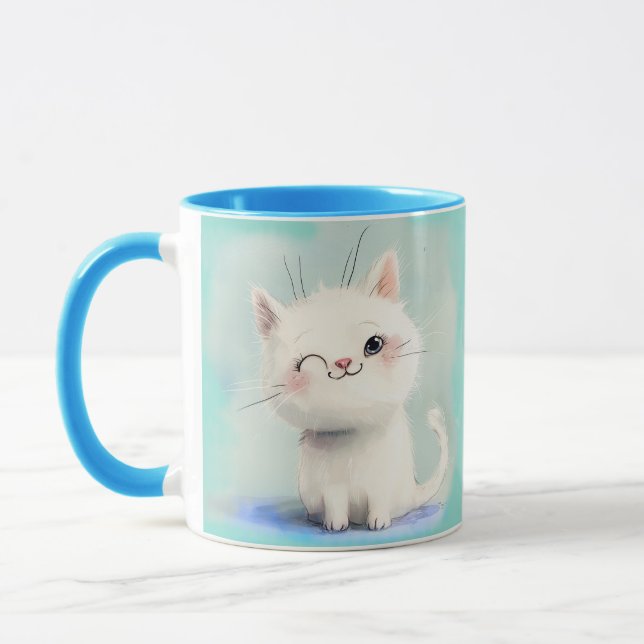 Cute White Kitten Mugg (Vänster)