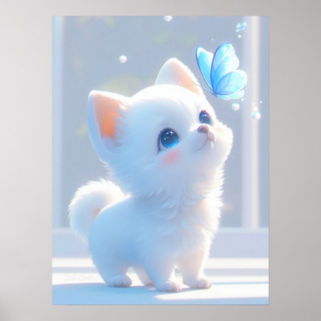 Cute White Kitten Poster (Framsidan)