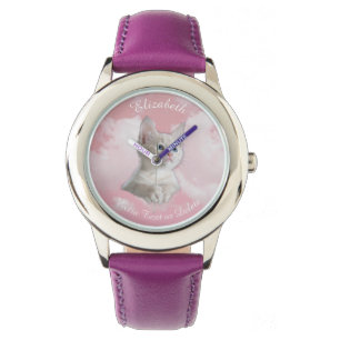 Cute White Kitten Rosa Himlar Clouds Namn, Extra T Armbandsur