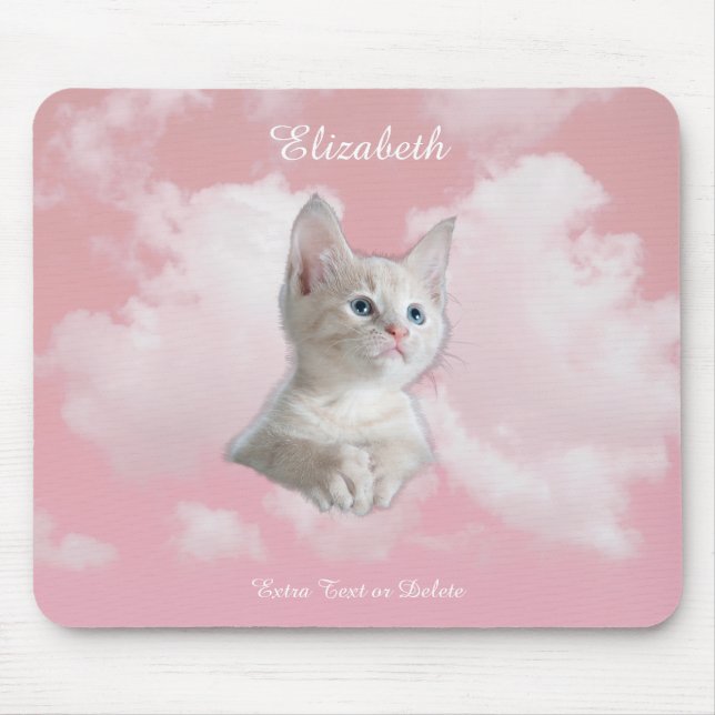 Cute White Kitten Rosa Himlar Clouds Namn, Extra T Musmatta (Framsidan)