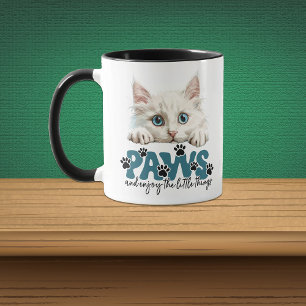 Cute White Kitten Tassar och njut Mugg