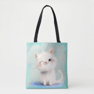 Cute White Kitten Tygkasse