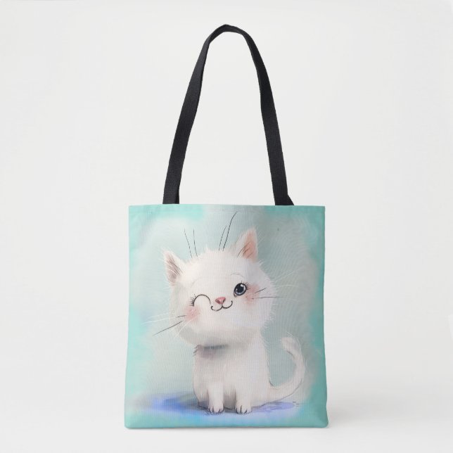 Cute White Kitten Tygkasse (Framsida)