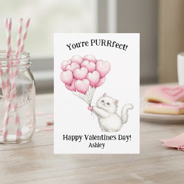 Cute White Kitten You're PURRfect Kids Valentines Anteckningskort
