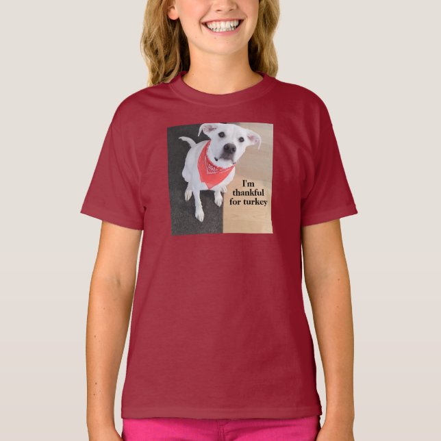 Cute White Labrador Mix Hund Thanksgiving T-Shirt (Framsida)