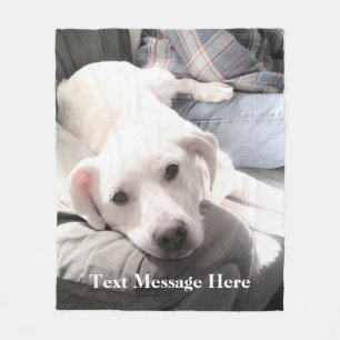 Cute White Labrador Retriever Blanda Hund med Pap Fleecefilt