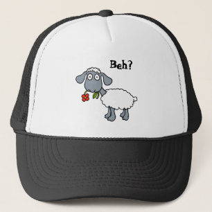 Cute White Lamb Sheep med Red Flower Funny Keps