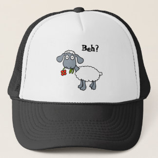 Cute White Lamb Sheep med Red Flower Funny Keps