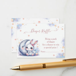 Cute white lille bunny sitta på måne tilläggskort