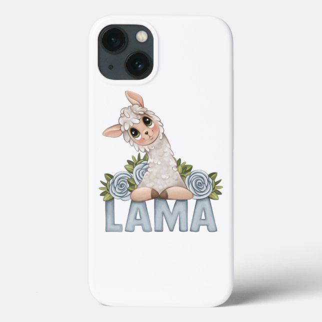 CUTE WHITE LLAMA BLOMMIGT Fodral-Mate iphone case (Baksida)