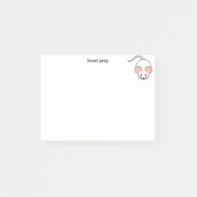 Cute white mus & calligraphy post-it block (Framsida)