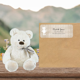 Cute White Nalle Returadress | Tan Returadress Etikett