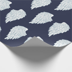 Cute White & Navy Angel Vingar Presentpapper