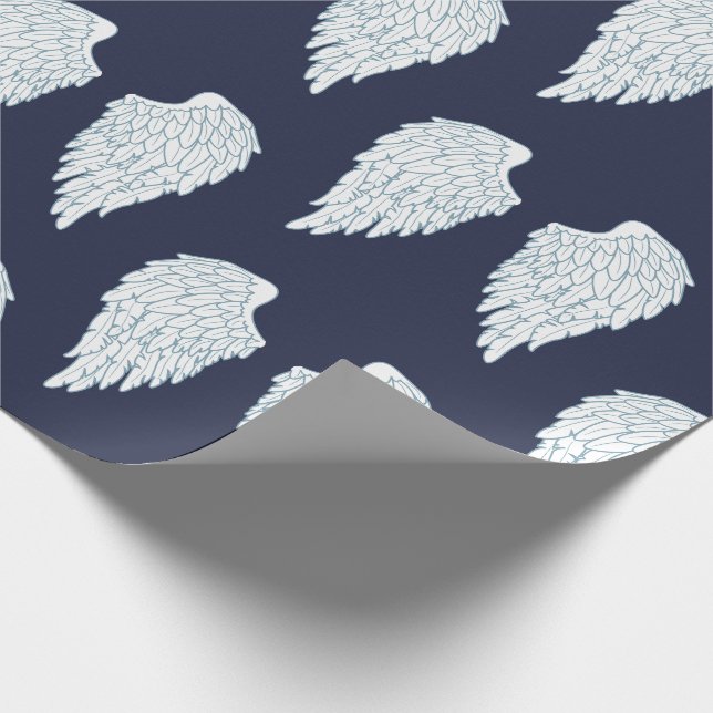 Cute White & Navy Angel Vingar Presentpapper (Hörn)