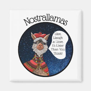 Cute White Nostradamus Llama - inspirationsljud Magnet