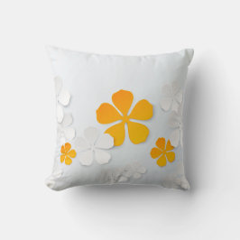 Cute White och Gult Vinca Flowers Dekorativ kudde