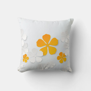 Cute White och Gult Vinca Flowers Dekorativ kudde