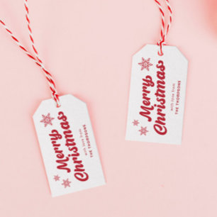 Cute White och Red God jul Presentetikett