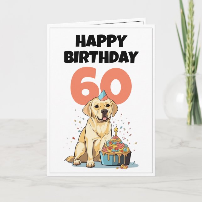Cute White och Svart lab Make 60:e födelsedagen Kort (Framsida)
