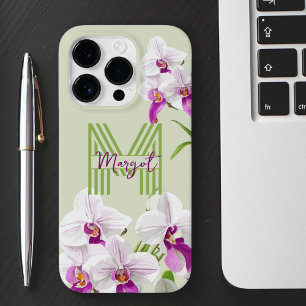 Cute White Orchids Monogram