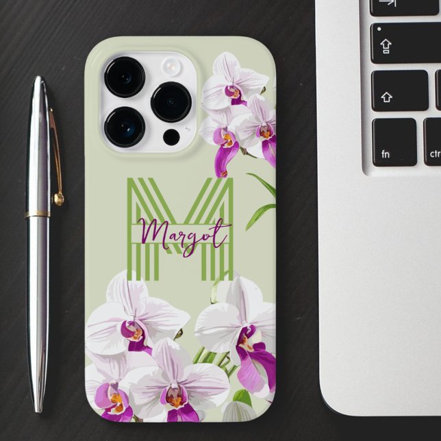 Cute White Orchids Monogram (Skapare uppladdad)