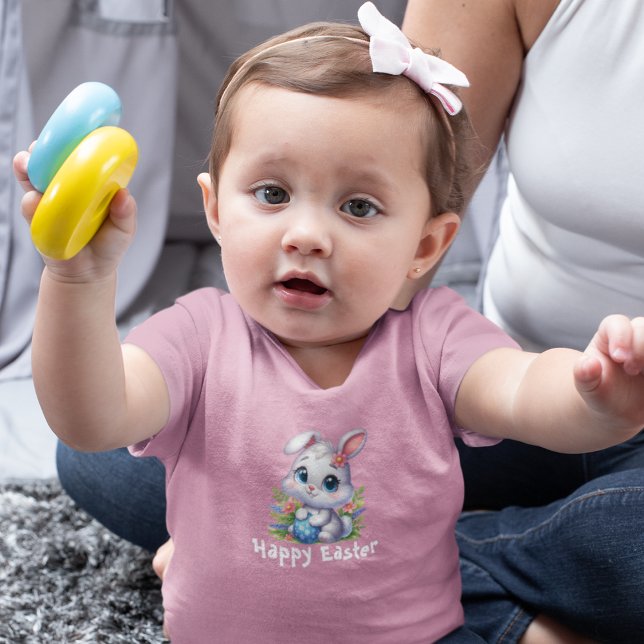 Cute White-Påskhare med ägg T Shirt (Skapare uppladdad)