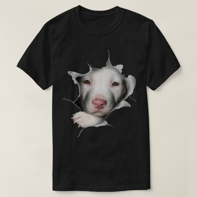 Cute White Pitbull Ansikte Inside Me beagle älskar T Shirt (Design framsida)