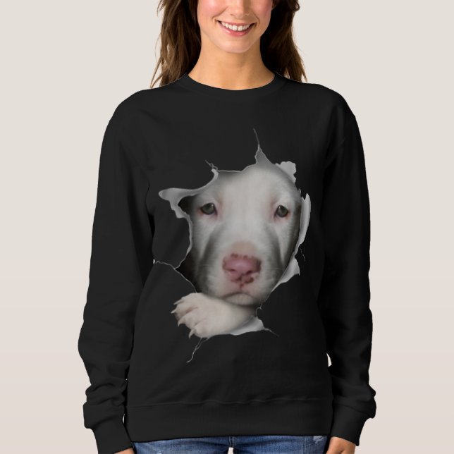 Cute White Pitbull Ansikte Inside Me T Shirt (Framsida)