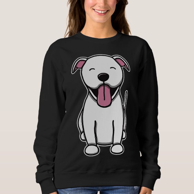 Cute White Pitbull T Shirt (Framsida)