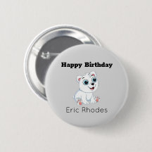 Cute white polar bear on gray birthday