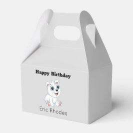 Cute white polar bear on gray birthday presentaskar