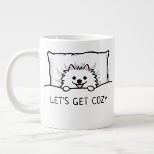 Cute White Pomeranian Låt oss Mysigt Jumbo Mugg