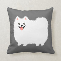 Cute White Pommern Fluffy Lycklig Hund
