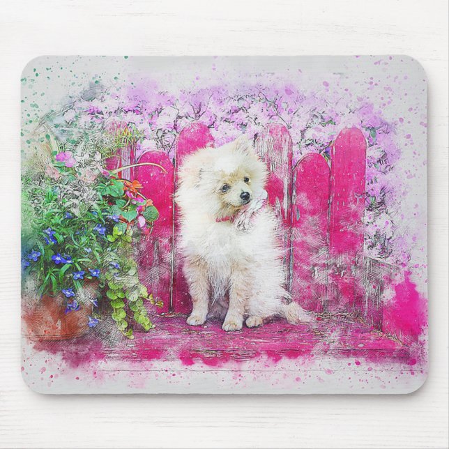 Cute White Pommern Hund Musmatta (Framsidan)
