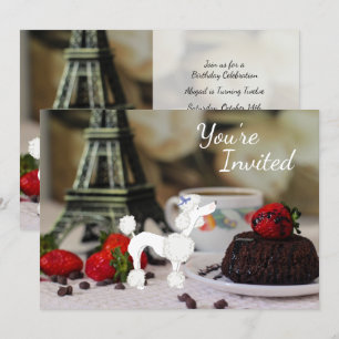 Cute White Pudel Eiffel Torn Paris Hund Birthday Inbjudningar
