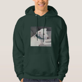 Cute White Puppy Hund med Grönt Scarf Hoodie