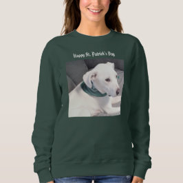 Cute White Puppy Hund med Grönt Scarf T Shirt
