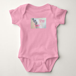 Cute White Puppy Hund med Rosa Scarf Mamma T Shirt