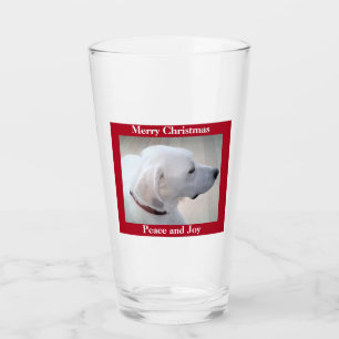 Cute White Puppy Hund Profile Red jul Glaskopp