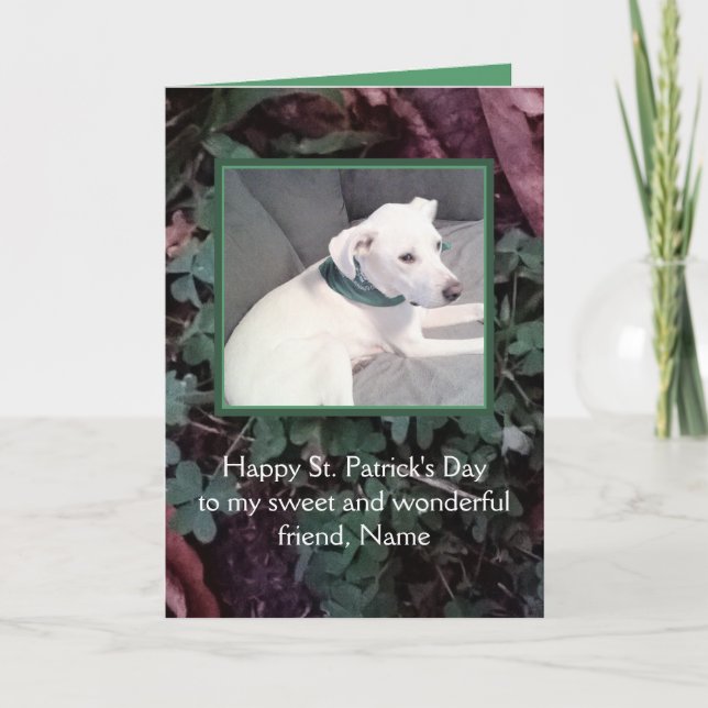 Cute White Puppy Hund St. Patrick Day-Grönt Kort (Framsida)