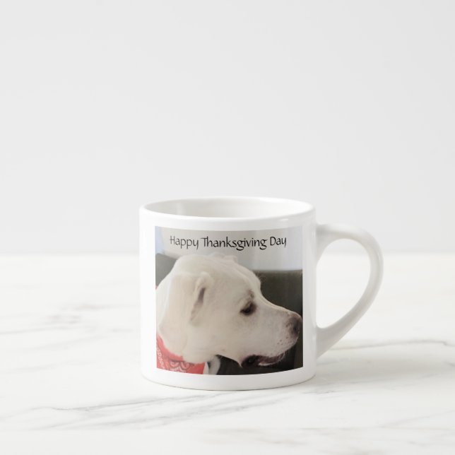 Cute White Puppy Hund Thanksgiving Espresso Mugg Espressomugg (Höger)