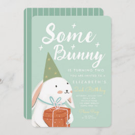 Cute White Rabbit En bit Bunny vrider 2 dagar Inbjudningar