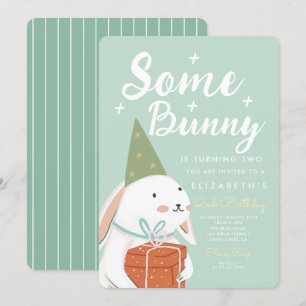 Cute White Rabbit En bit Bunny vrider 2 dagar Inbjudningar