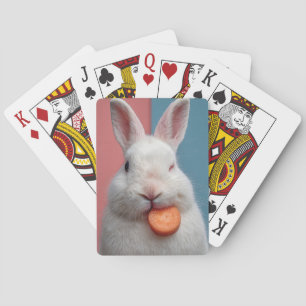 Cute White Rabbit med morot Snack Casinokort