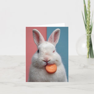 Cute White Rabbit med morot Snack Helgkort