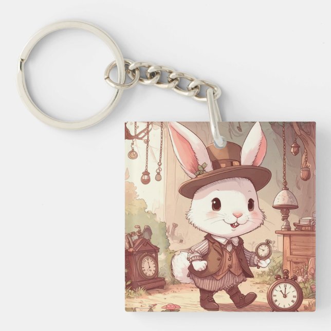 Cute White Rabbit Wonderland Whimsical Timekeeper (Framsidan)